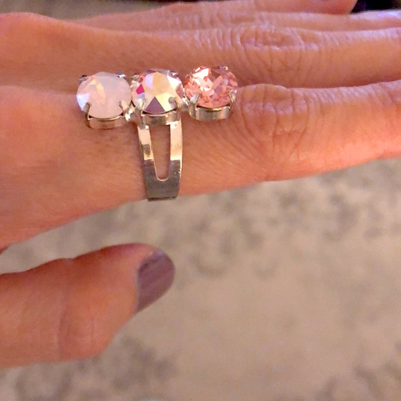 Pink Opal, AB + Rose Crystal Ring - Picture 5 of 7